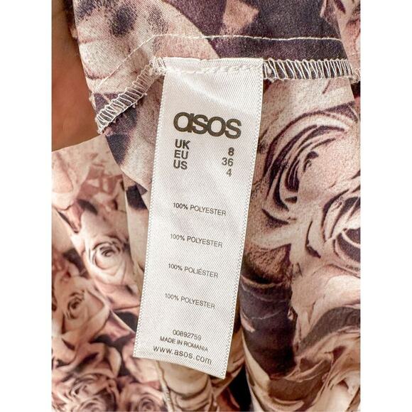 Asos Women's Floral Sleeveless Asymmetrical Hem Dress Ombré Pink Cream Size 4 - Picture 9 of 12